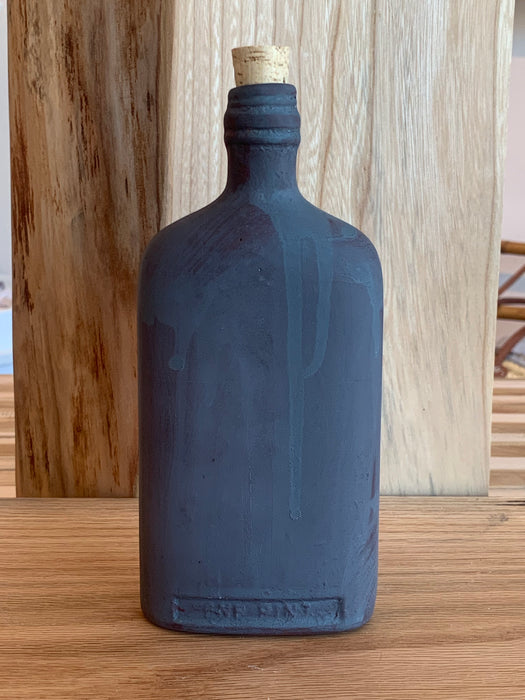 Antique Ceramic Bottle Charcoal Brown