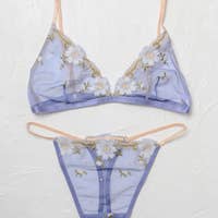 Floral Mesh Embroidered Thong