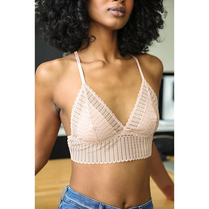 Ribbed seamless lace bralette, Sage Green