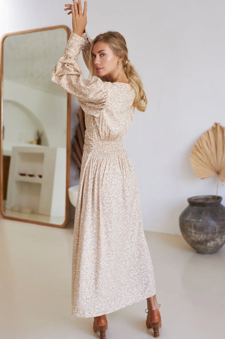 Juliette Button Down Midi Dress In Cream Blossom