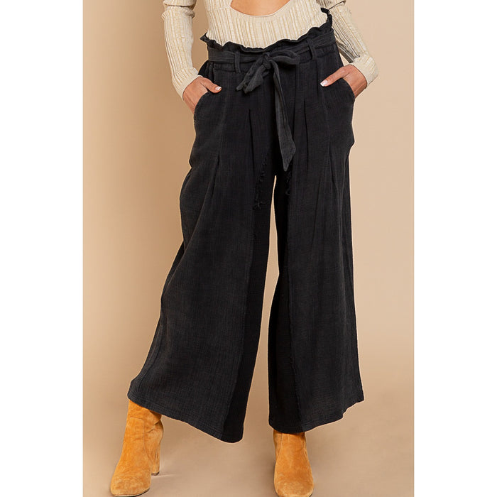 Double Gauzed Paper Bag Pant In Black