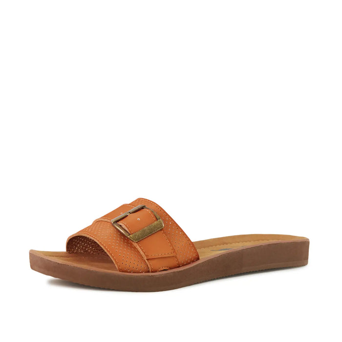 Buckle Sandal In Tan And Melon